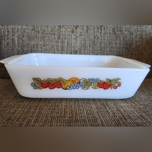 Fire-King Nature's Bounty Loaf pan 1 quart